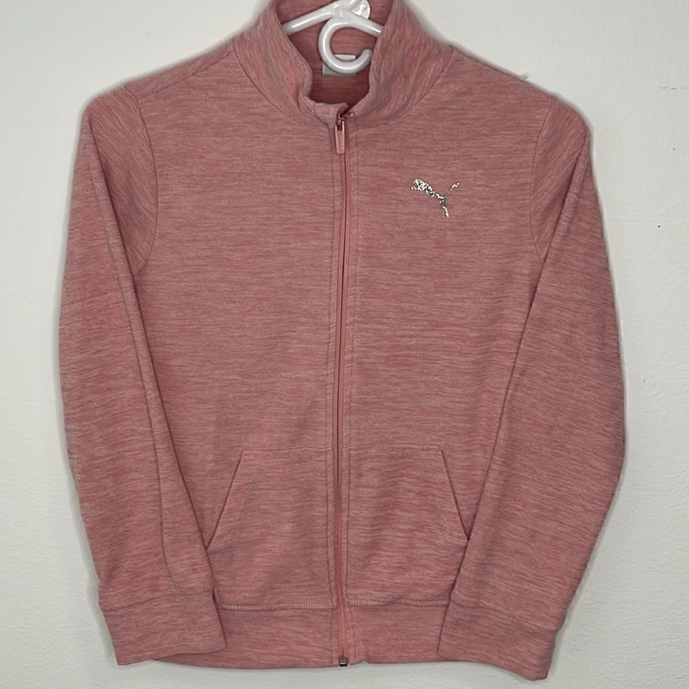 Puma Fleece Zip up jacket. Size Girls L (12-14). Glitter puma emblem.